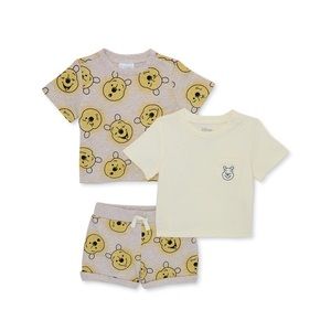 Disney Baby Boy Winnie The Pooh T-Shirts and Shorts Set, 3-Piece, Sizes 3/6M